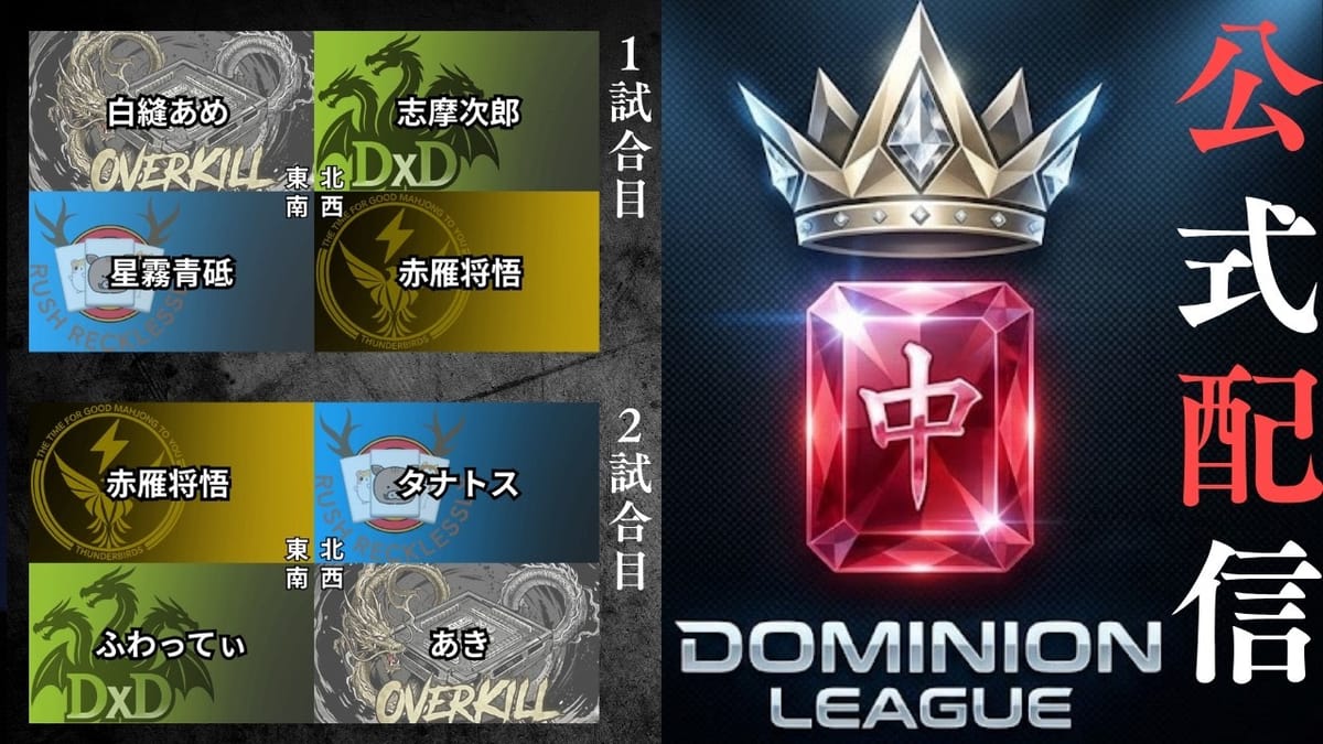 【ドミニオンリーグ】第8節はOVERKILLが大暴れで優勝はまだわからない⁉