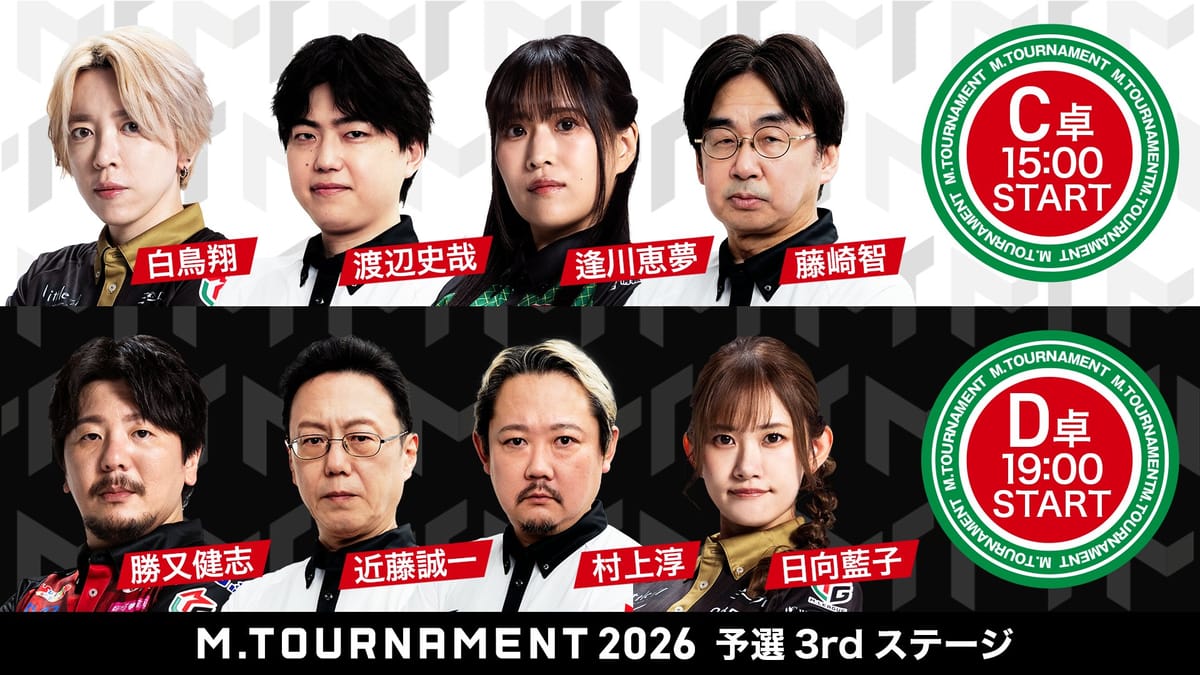 【Mトーナメント】3rdステージD卓／現・元Mリーガー代決は高打点の殴り合いへ！